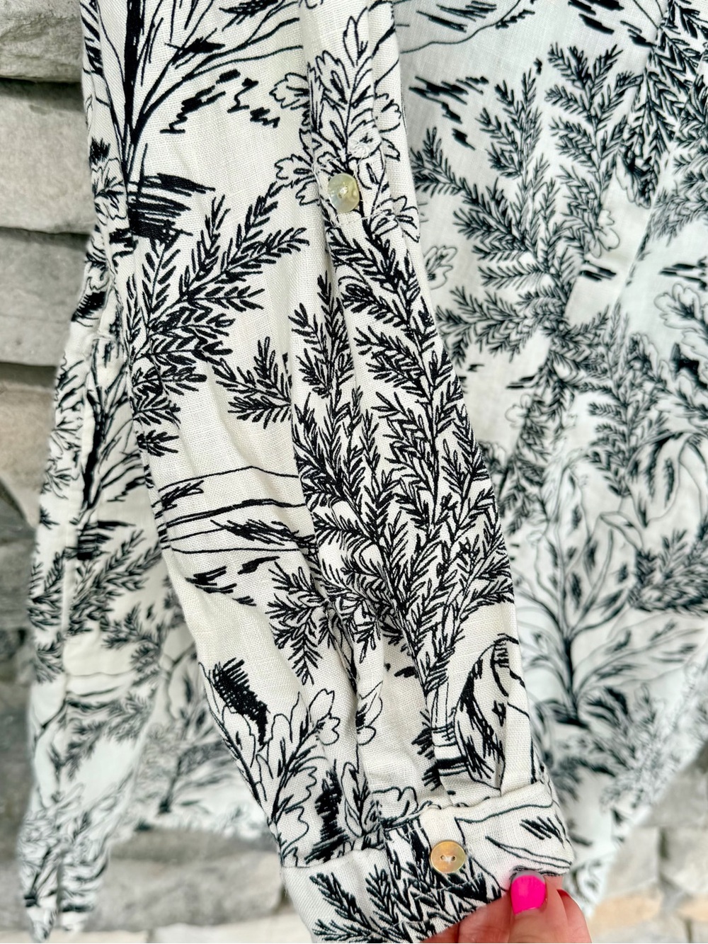 Tahari 100% Linen Botanical Print Shirt Dress L - Picture 4 of 15